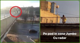 FOTO // Au schimbat „tufișurile” pe poduri? Cum a fost surprins un echipaj de poliție cu radarul mobil